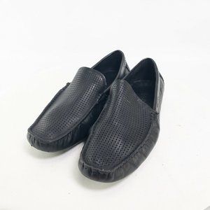 Kenneth Cole Reaction Loafers Mens 9 Black Perforated Leather Driving Moccasins